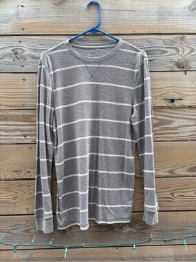 urban pipeline Gray and White Striped Long Sleeve Crewneck